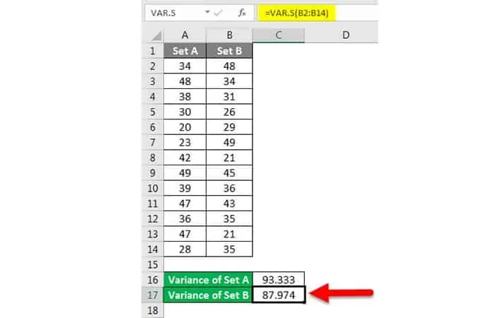 Wie erhalte ich die Varianz in Excel?  25
