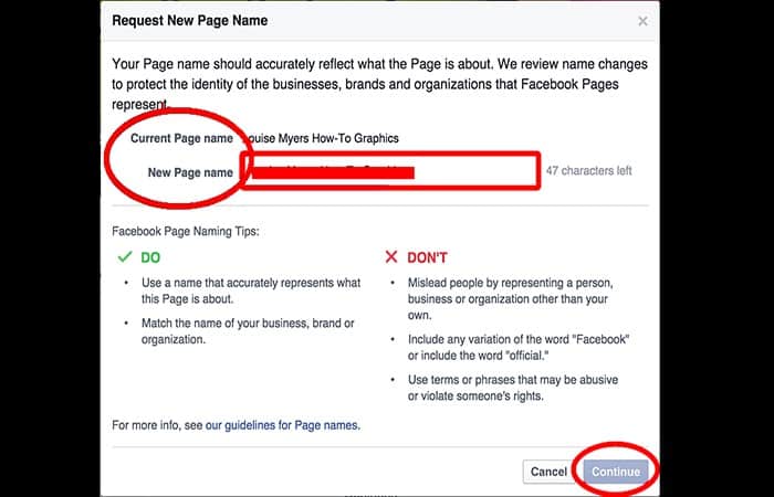 Como renomear uma página no Facebook 4